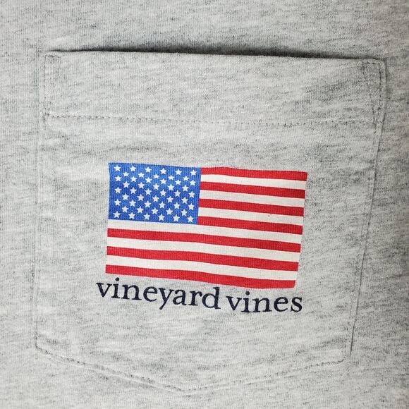 Vineyard Vines Womens Gray Crew Neck Long Sleeve American Flag Tee Size Small - Picture 5 of 7